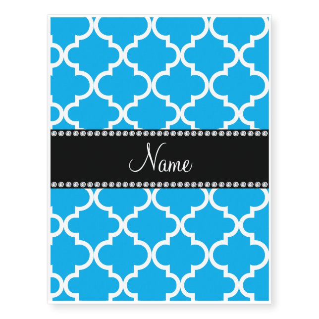 Personalized name sky Blue moroccan Temporary Tattoos (Front)