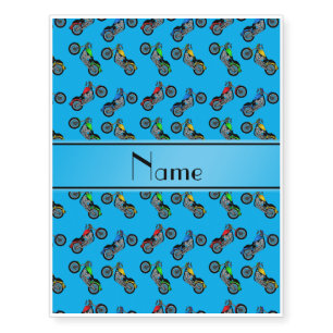 Personalized name sky blue motorcycles temporary tattoos