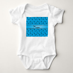 Personalized name sky blue music notes baby bodysuit