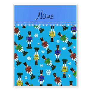 Personalized name sky blue nutcrackers temporary tattoos