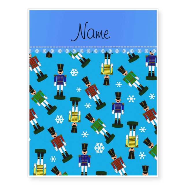 Personalized name sky blue nutcrackers temporary tattoos (Front)