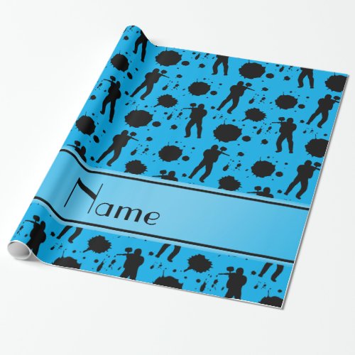 Personalized name sky blue paintball pattern wrapping paper