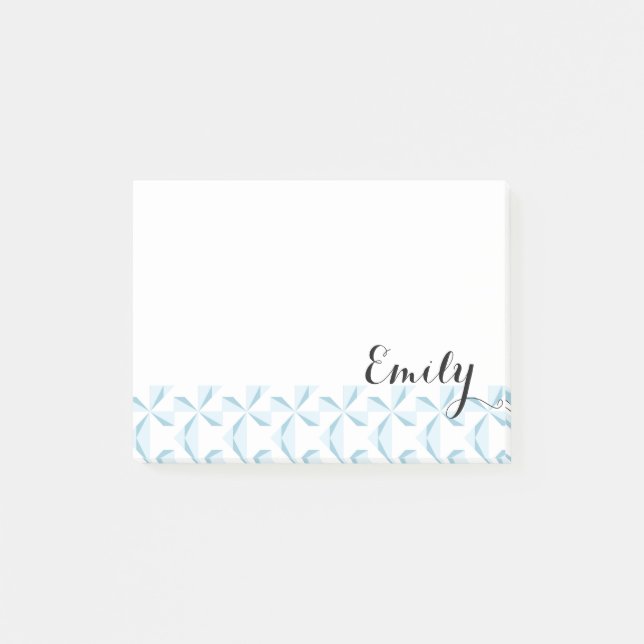 Personalized Name Sky Blue Pinwheels Post-it Notes (Front)