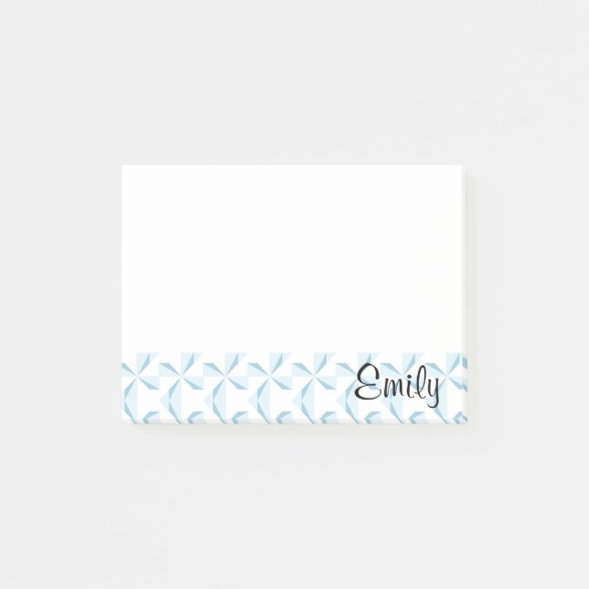 Personalized Name Sky Blue Pinwheels Post-it Notes (Front)