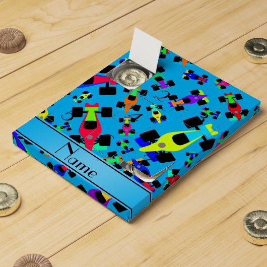 Personalized name sky blue race car pattern countdown calendars (Opened)