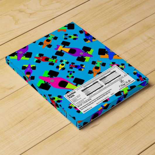 Personalized name sky blue race car pattern countdown calendars (Back)