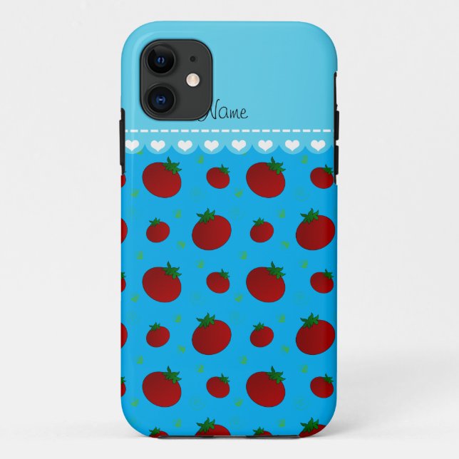 Personalized name sky blue red tomatoes Case-Mate iPhone case (Back)