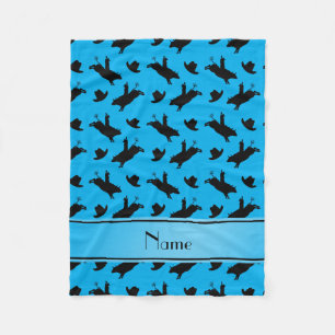 Personalized name sky blue rodeo bull riding fleece blanket