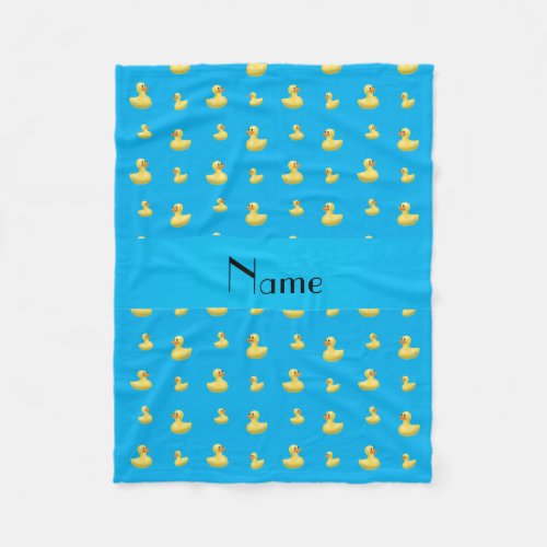 Personalized name sky blue rubber duck pattern fleece blanket