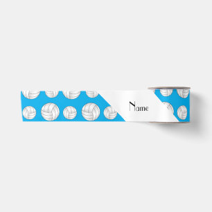 Personalized name sky blue volleyball balls satin ribbon