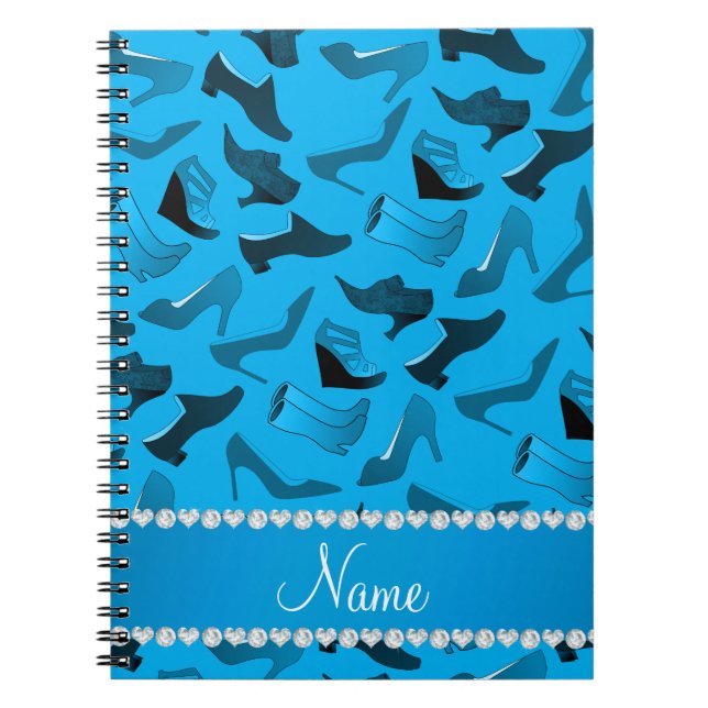 Personalized name sky blue women's shoes pattern notebook (Front)