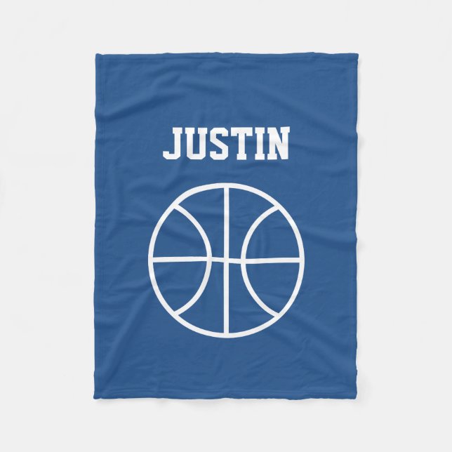 Personalized name small basketball fleece blanket (Front)