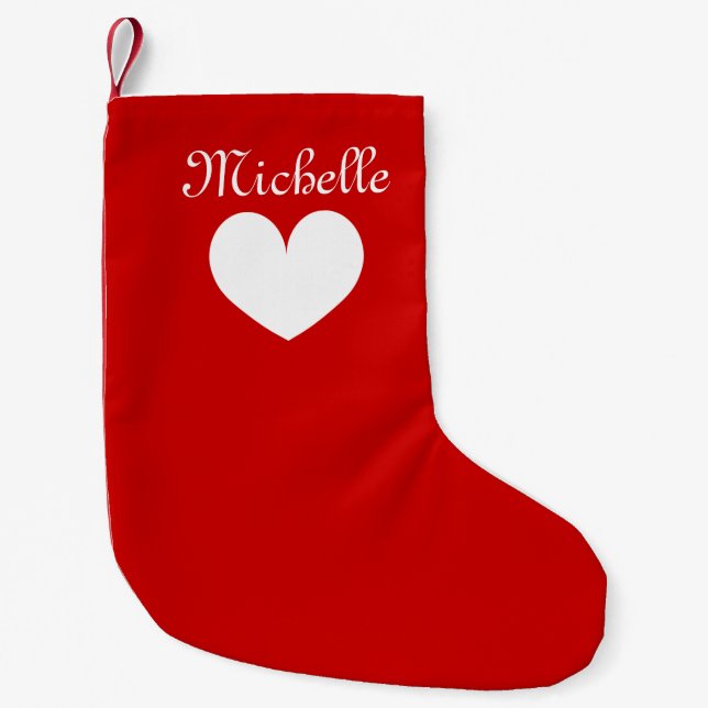 Personalized name small heart Christmas stocking (Front)