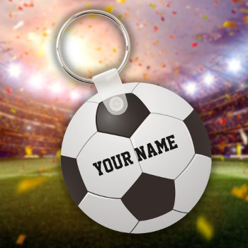Personalized Name Soccer Ball Gift Keychain by thisisnotmedesigns at Zazzle