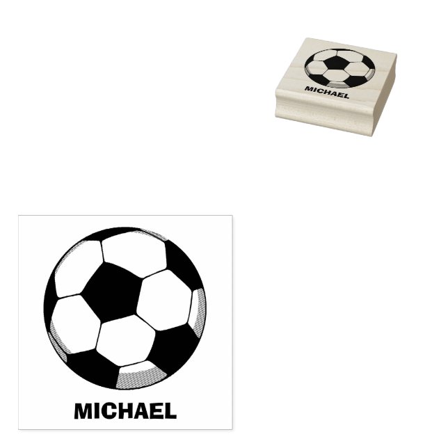 Personalized Name Soccer ball rubber stamp (Stamped)