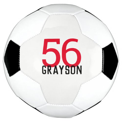 Personalized Name Soccer Ball Team Number Red