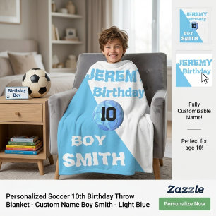 Personalized name soccer birthday sport fleece blanket