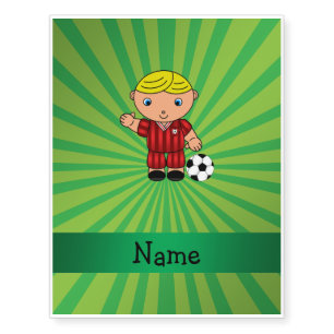 Personalized name soccer player green sunburst temporary tattoos