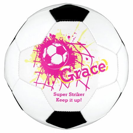 Personalized Name Soccer Strike Goal Girls Pink Soccer Ball