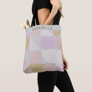 Personalized Name Soft Pastel Geometric Chic Tote Bag