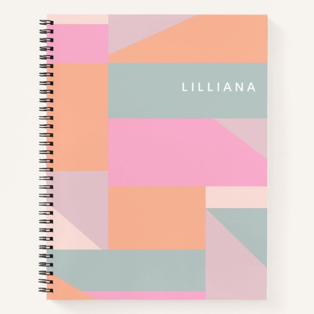 Personalized Name Soft Pastel Geometric Modern Notebook (Front)
