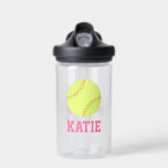 Personalized Name Softball Jersey Water Bottle<br><div class="desc">Personalized kids sports design.</div>