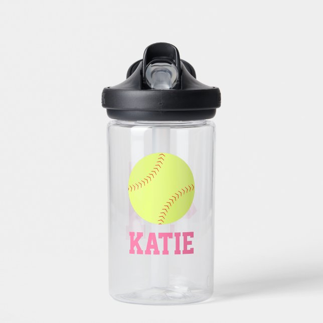Personalized Name Softball Jersey Water Bottle (Front)