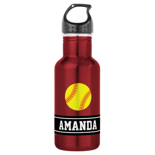 Personalized name softball sports water bottle