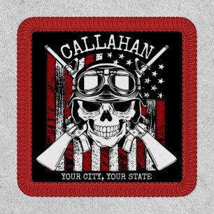 Personalized NAME Soldier Skull Dual Guns USA Flag Patch