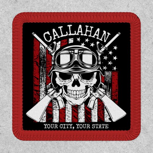 Personalized NAME Soldier Skull Dual Guns USA Flag Patch