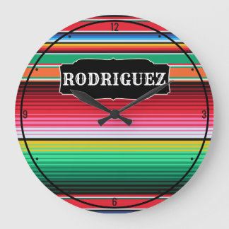 Personalized Name Spanish Serape Mexican Blanket Large Clock