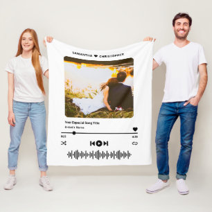 Personalized Name Special Song Music Player Photo Fleece Blanket