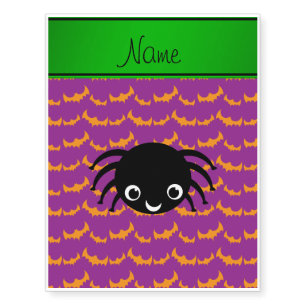 Personalized name spider orange purple bats temporary tattoos