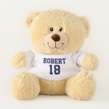 Personalized Name Sports Jersey Number Teddy Bear by PurplePaperInvites at Zazzle