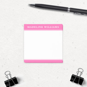 Personalized Name Square Hot Pink Post It Notes