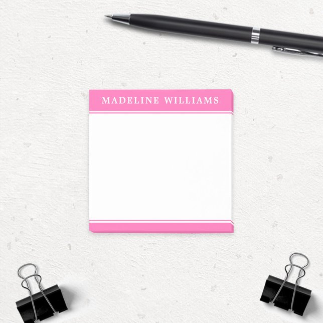 Personalized Name Square Hot Pink Post It Notes (Creator Uploaded)