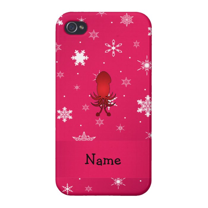 Personalized name squid pink snowflakes iPhone 4 cover