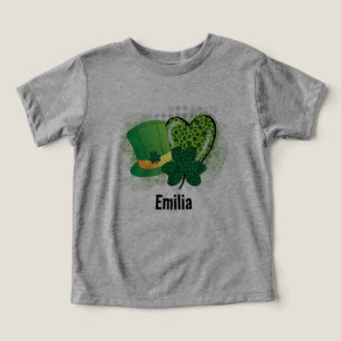 Personalized Name St Patricks Day Shamrock Clover Toddler T-shirt