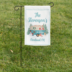 Personalized Name State Christmas Holiday Campers  Garden Flag