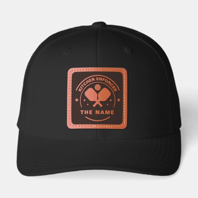 Personalized Name Stay Out of The Kitchen Leather Patch Hat (Front)