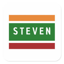 Personalized Name Stickers Retro Stripe Badge