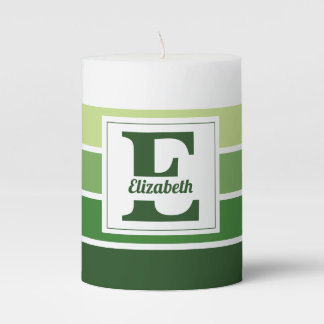 Personalized Name Striped Pattern Custom Gift Pill Pillar Candle