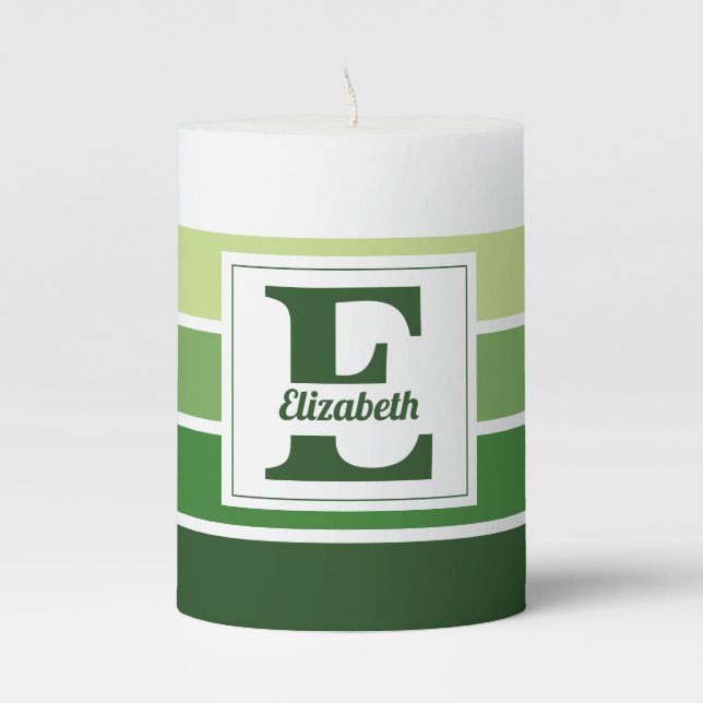 Personalized Name Striped Pattern Custom Gift Pill Pillar Candle (Front)