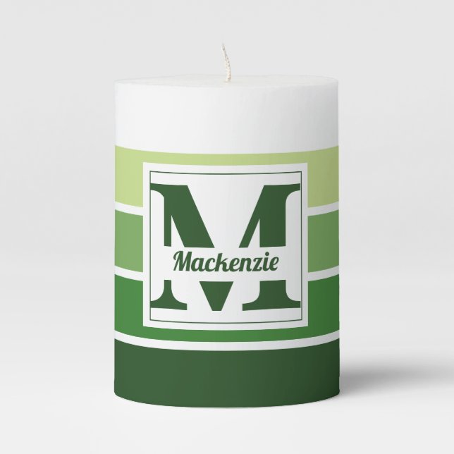 Personalized Name Striped Pattern Custom Gift Pill Pillar Candle (Front)