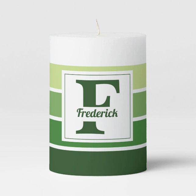 Personalized Name Striped Pattern Custom Gift Pill Pillar Candle (Front)