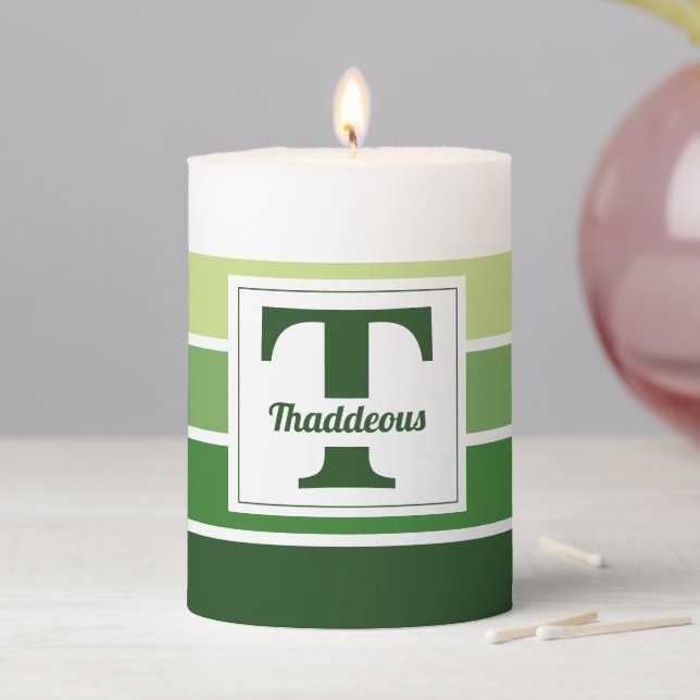 Personalized Name Striped Pattern Custom Gift Pill Pillar Candle (In Situ)