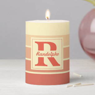 Personalized Name Striped Pattern Custom Gift Pillar Candle