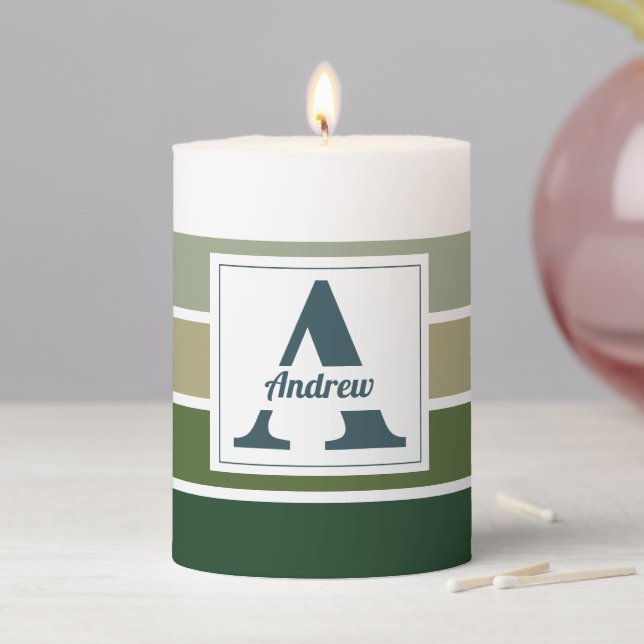 Personalized Name Striped Pattern Custom Gift  Pillar Candle (In Situ)