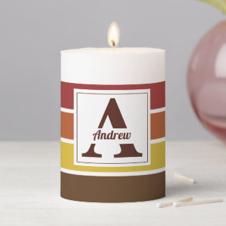 Personalized Name Striped Pattern Custom Gift  Pillar Candle