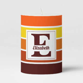 Personalized Name Striped Pattern Custom Gift  Pillar Candle